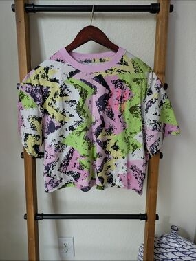 Jordan Pastel Pink & Lime Graphic Crop Tee